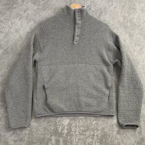 SKIMS Sweater Womens XXS Cozy Knit Pullover Gray 1/4 Snap Loungewear Fleece